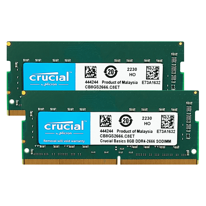 رم لپ تاپ کروشیال دو کاناله 16 گیگابایت DDR4 با فرکانس 2666 مگاهرتز Crucial RAM 16GB Kit (2x8GB) DDR4 2666MHz PC4-21300 CL19 Laptop Memory